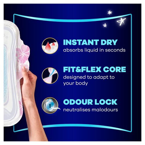 Always Platinum Size 4 Sanitary Pads With Wings Secure Night thumbnail 2