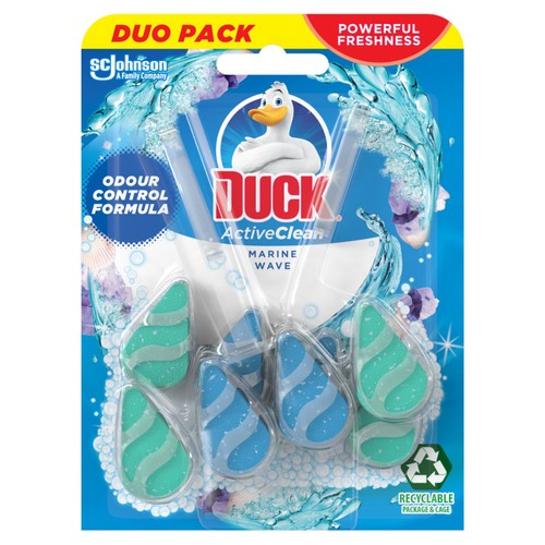 Duck Active Clean Rim Block Toilet Cleaner Duo Marine Twin Pack