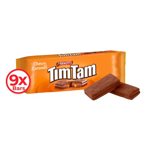 Arnotts Tim Tam Chewy Caramel Milk Chocolatey Biscuits  9 Pack