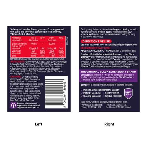 Sambucol Extra Defence Menthol 30 Gummies thumbnail 5