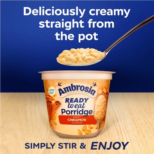 Ambrosia Ready to Eat Porridge Oat Cereal Pot Cinnamon 210g thumbnail 3