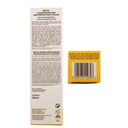 Malibu Clear Protection Spray Pump SPF 30   250ml thumbnail 3