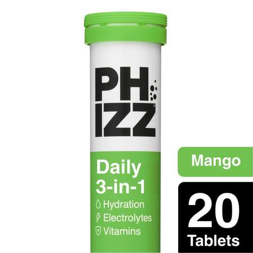 Phizz Mango 3-In-1 Hydration 20 Effervescent Tablets