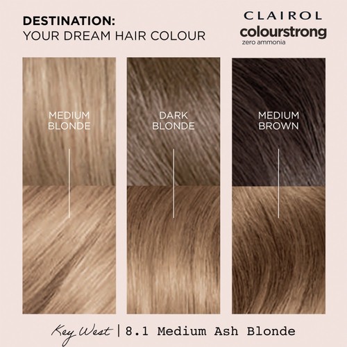 Clairol Colour Strong Permanent Hair Dye 8.1 Medium Ash Blonde thumbnail 5