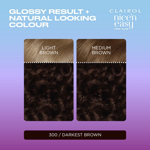 Clairol Nice'N Easy Tone+Gloss Semi Permanent Hair Dye 300/84 Darkest Brown thumbnail 3