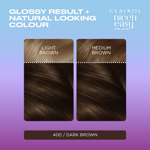 Clairol Nice'N Easy Tone+Gloss Semi Permanent Hair Dye - 400/79 Dark Brown thumbnail 2