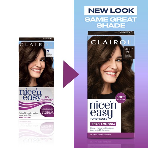 Clairol Nice'N Easy Tone+Gloss Semi Permanent Hair Dye - 400/79 Dark Brown thumbnail 5