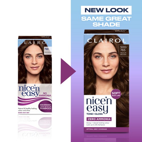 Clairol Nice'n Easy Tone+Gloss Semi Permanent Hair Dye 500/765 Medium Brown thumbnail 5