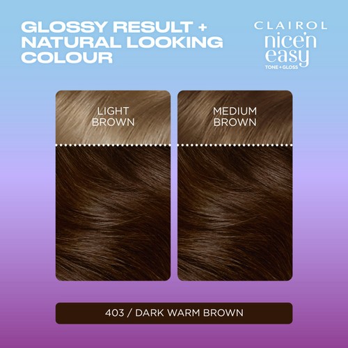 Clairol Nice'N Easy Tone+Gloss Semi Permanent Hair Dye Dark Warm Brown thumbnail 4