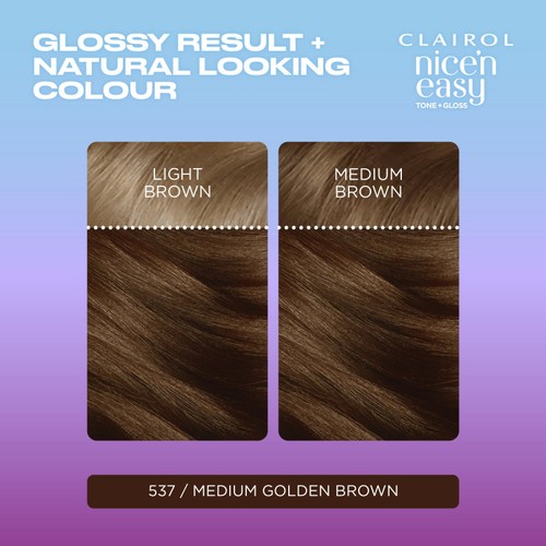 Clairol Nice'n Easy Tone+Gloss Semi Permanent Hair Dye Medium Golden Brown thumbnail 4