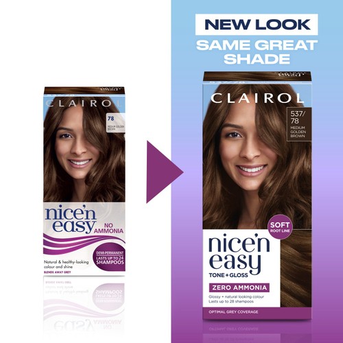 Clairol Nice'n Easy Tone+Gloss Semi Permanent Hair Dye Medium Golden Brown thumbnail 5