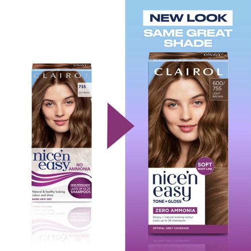 Clairol Nice'N Easy Tone+Gloss Semi Permanent Hair Dye 600/755 Light Brown thumbnail 5