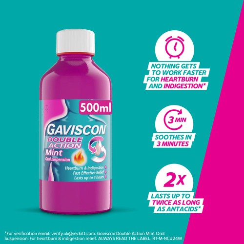Gaviscon Double Action Liquid Mint 500ml thumbnail 2