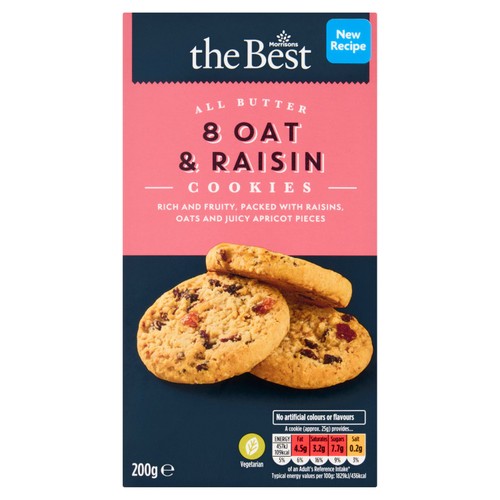 Morrisons The Best All Butter 8 Oat & Raisin Cookies 200g
