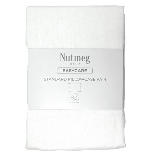 Nutmeg Home Brushed Cotton White Standard Pillowcase 