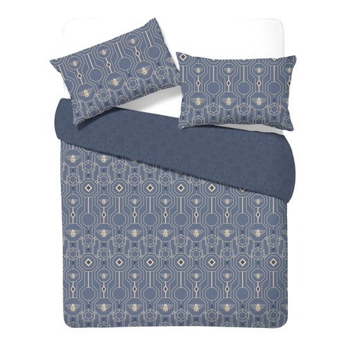 Nutmeg Home Easy Care Navy Bee Duvet Set King