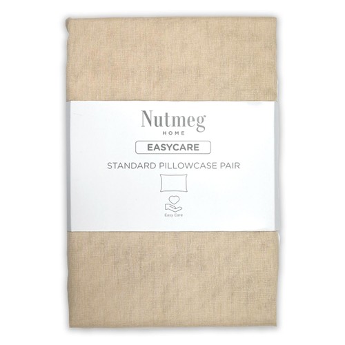 Nutmeg Home Easycare Taupe Standard Pillowcase 2pk