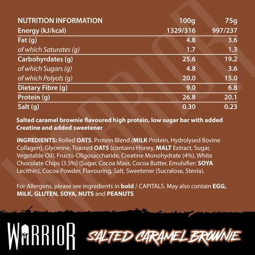 Warrior Creatine Bar Salted Caramel Brownie 75g thumbnail 4