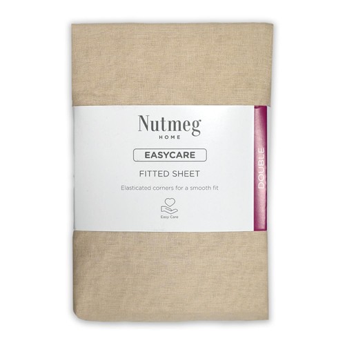 Nutmeg Home Easycare Taupe Fitted Sheet Double