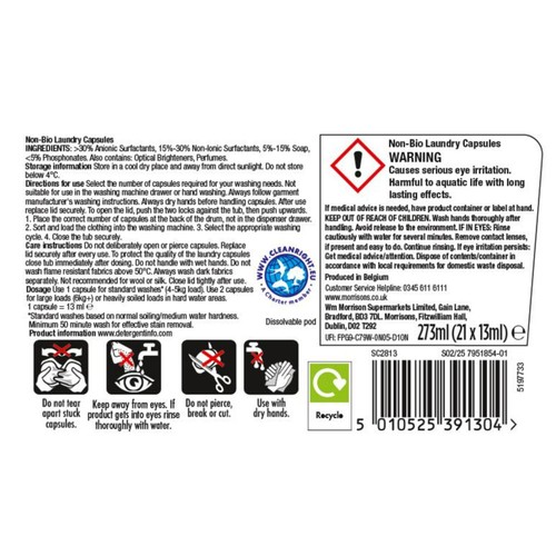 Morrisons Non Bio Laundry Capsules 21 Pack thumbnail 2