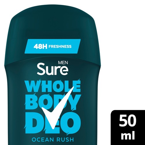 Sure Men Ocean Rush Whole Body Deodorant Stick 48h Odour Control 50ml
