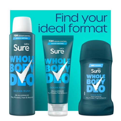 Sure Men Ocean Rush Whole Body Deodorant Spray 72h Odour Control   150ml thumbnail 2