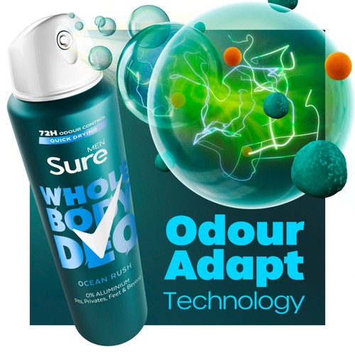 Sure Men Ocean Rush Whole Body Deodorant Spray 72h Odour Control   150ml thumbnail 4