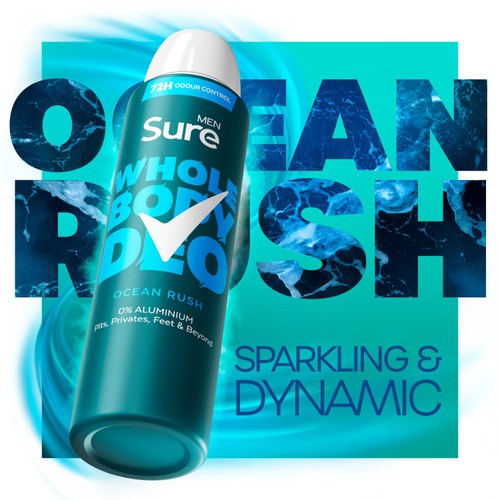 Sure Men Ocean Rush Whole Body Deodorant Spray 72h Odour Control   150ml thumbnail 7