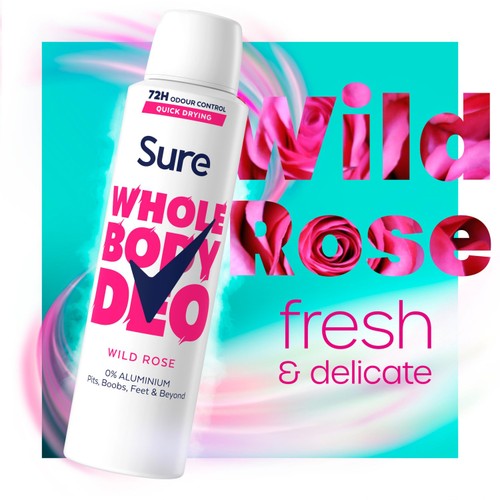 Sure Women Wild Rose Whole Body Deodorant Spray 72h Odour Control   150ml thumbnail 2