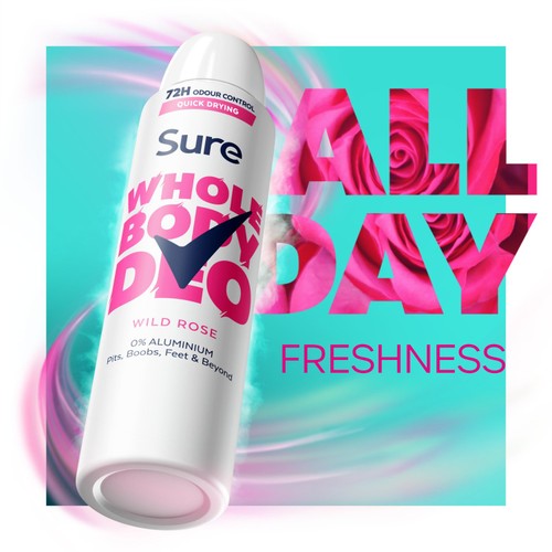 Sure Women Wild Rose Whole Body Deodorant Spray 72h Odour Control   150ml thumbnail 3