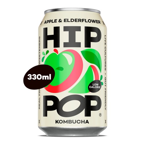 Hip Pop Apple & Elderflower Kombucha Cans   4 x 330ml thumbnail 3