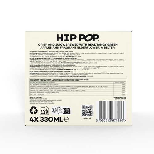 Hip Pop Apple & Elderflower Kombucha Cans   4 x 330ml thumbnail 5