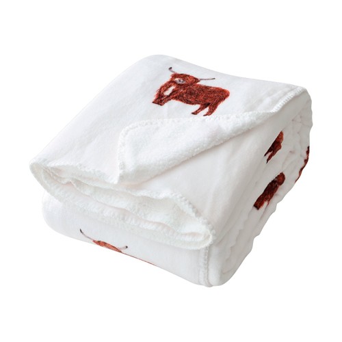 Nutmeg Home Highland Cow Sherpa Fleece Throw 150 x 200cm