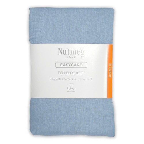 Nutmeg Home Easycare Denim Blue Single Fitted Sheet