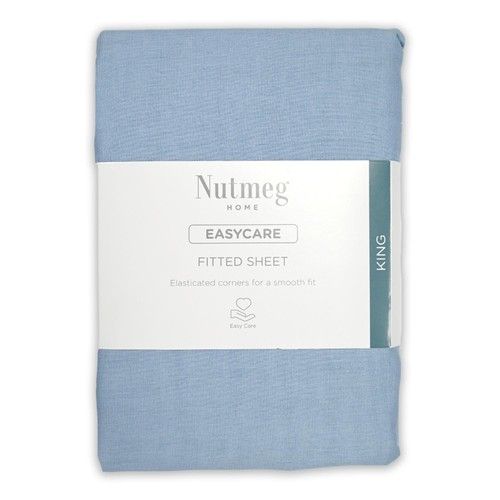 Nutmeg Home Easycare Denim Blue King Fitted Sheet
