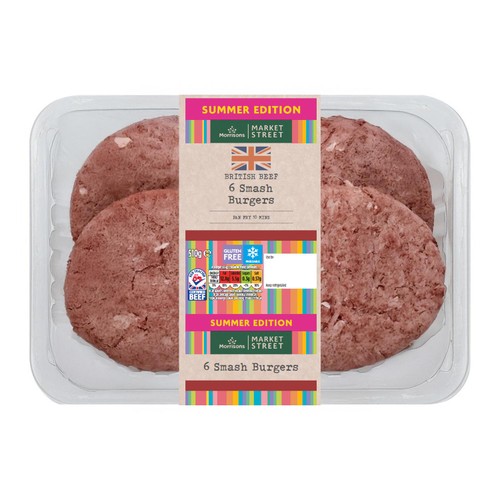 Morrisons 6 Smash Burgers 510G