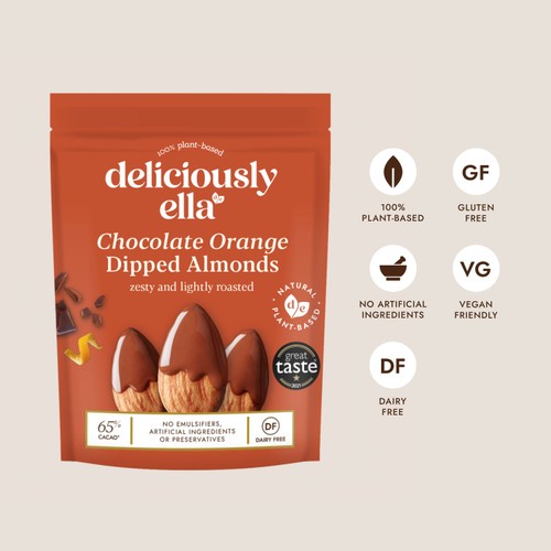 Deliciously Ella Chocolate Orange Dipped Almonds 81g thumbnail 2