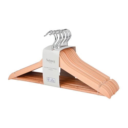 Nutmeg Home Wooden Coat Hangers 10 Pack