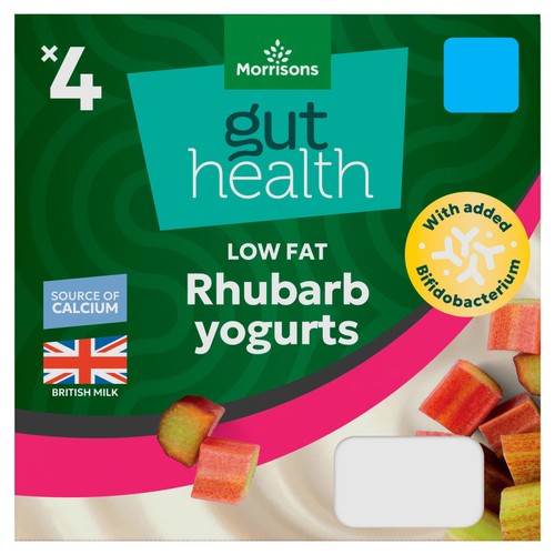 Morrisons Gut Health Rhubarb Yoghurt 4 x 115g