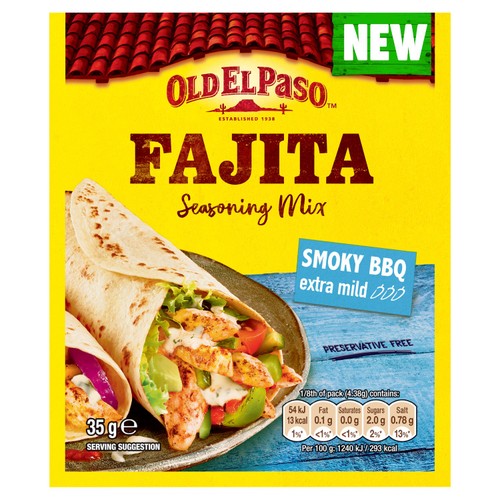 Old El Paso Extra Mild Smoky BBQ Fajita Seasoning Mix 35g thumbnail 2