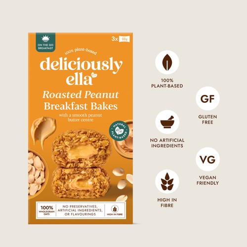 Deliciously Ella Peanut Butter Breakfast Bakes 3x50g thumbnail 3