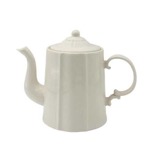 Nutmeg Home White Ridged Teapot