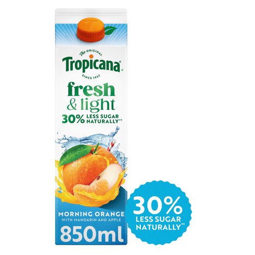 Tropicana Fresh & Light Morning Orange Juice Blend Drink 850ml