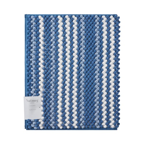 Nutmeg Home Blue And White Bobble Bath Mat
