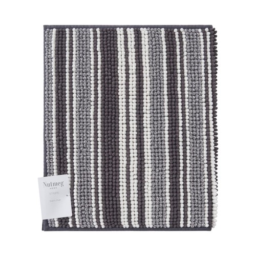 Nutmeg Home Grey Stripe Bath Mat