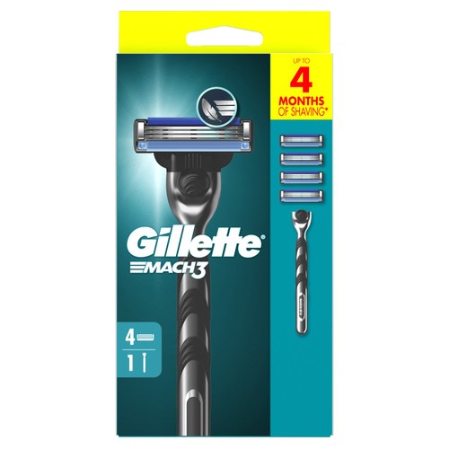 Gillette Mach 3 Starter Kit Handle +4 Blades