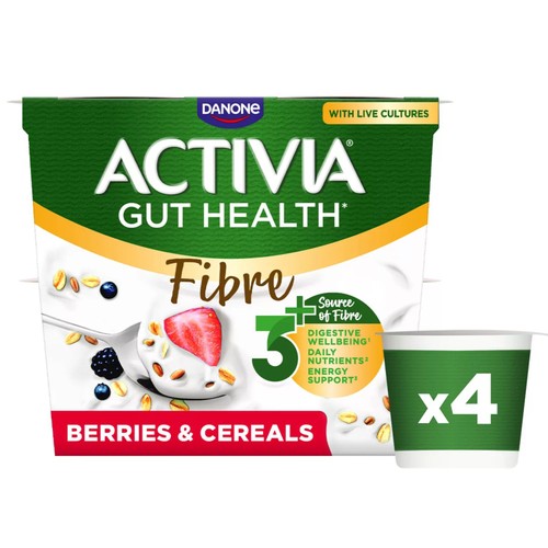 Activia Fibre Red Berries & Cereals Yoghurts 4 x 115g