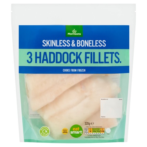 Morrisons 3 Skinless & Boneless Haddock Fillets 320g