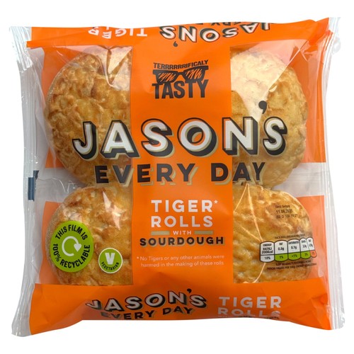 Jason's Every Day Tiger Bread Rolls with Sourdough 4 Pack