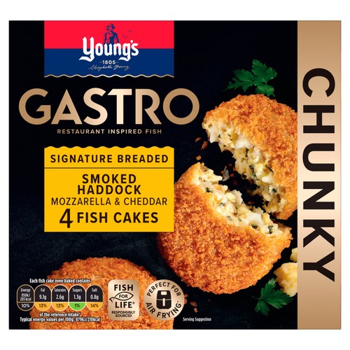 Young's Gastro Signature Smoked Haddock & Mozzarella 4 Fish Cakes 400g